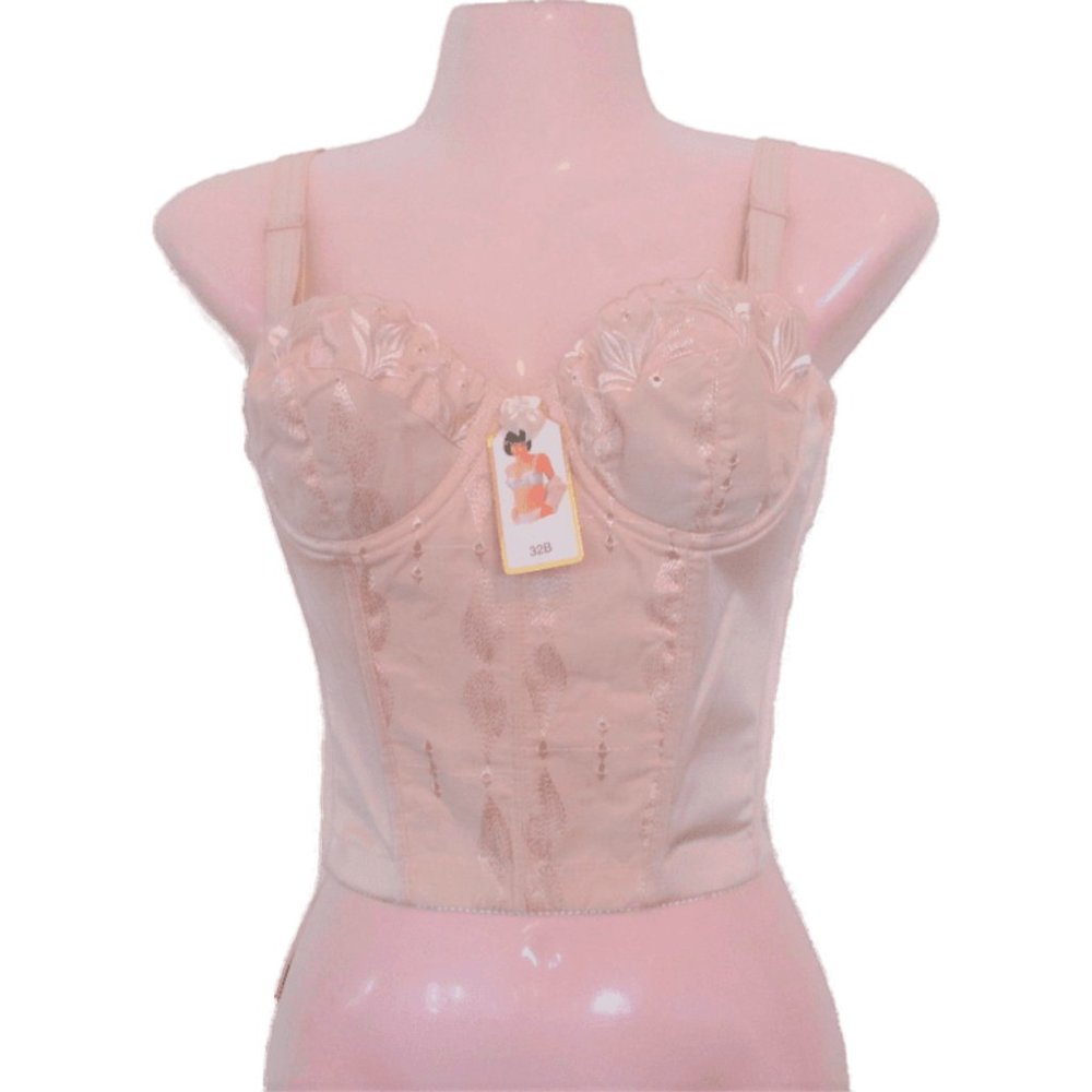 nude vintage corset eyelet bra size 32b new